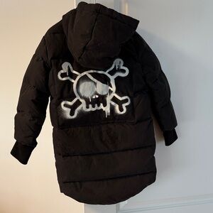 Nununu Black Puffer Jacket with Skull Design
